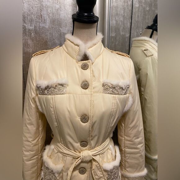 Roccobarocco real mink detailed puffer jacket, size 6 - Picture 2 of 15